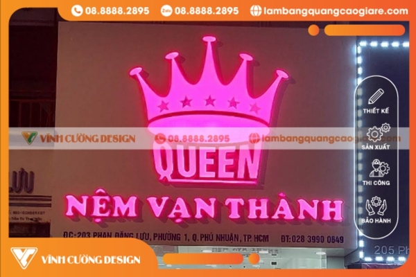 Dịch vụ làm bảng hiệu chữ nổi uy tín giá rẻ TPHCM 11 Mẫu bảng hiệu chữ nổi mica sáng đèn cho cửa hàng nệm vạn thành