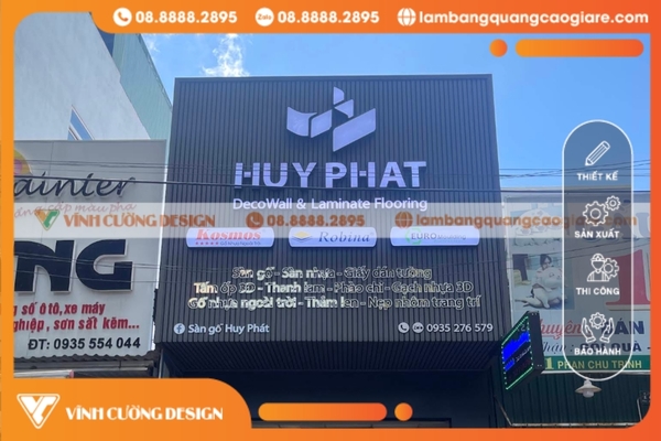 Dịch vụ làm bảng hiệu chữ nổi uy tín giá rẻ TPHCM 14 Mẫu bảng hiệu chữ nổi Sàn gỗ Huy Phát bằng tôn ấn tượng