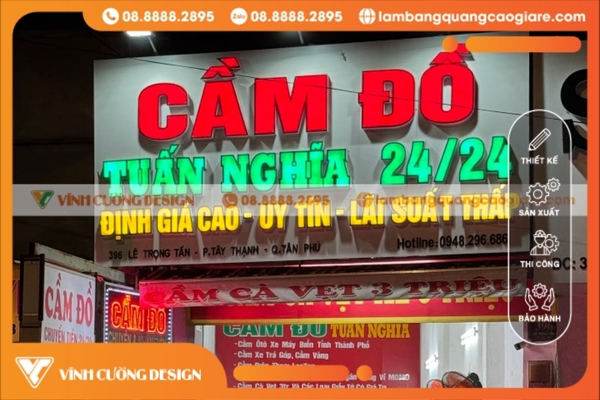 mẫu biển hiệu cầm đồ chữ nổi gắn led bắt mắt