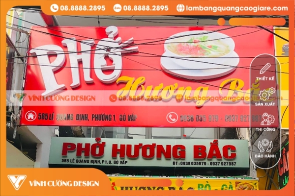 Những điểm cần lưu ý khi gia công bảng hiệu hộp đèn quảng cáo quán ăn