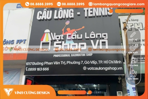 Dịch vụ làm bảng hiệu chữ nổi uy tín giá rẻ TPHCM 6 thi công bảng hiệu chữ nổi cho shop cầu lông tại TPHCM