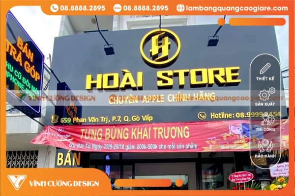 Làm bảng hiệu hộp đèn quận Gò Vấp GIÁ RẺ, CHẤT LƯỢNG 18 Thi công bảng hiệu hộp đèn alu chữ inox tại Gò Vấp