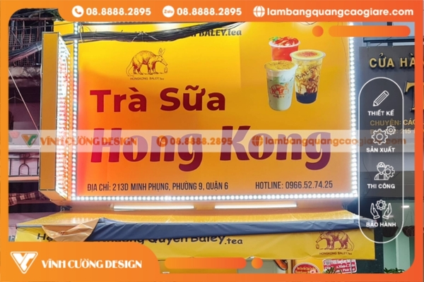 Bảng hiệu trà sữa đẹp, dễ thương, giá rẻ, uy tín tại TPHCM 5 Thi công bảng hiệu quảng cáo trà sữa hongkong giá rẻ