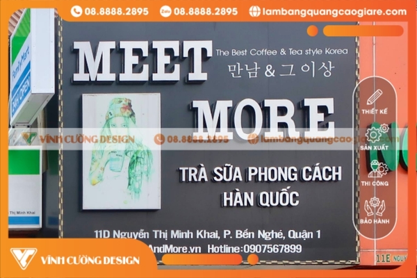 Bảng hiệu trà sữa đẹp, dễ thương, giá rẻ, uy tín tại TPHCM 43 Thi công bảng hiệu trà sữa đúng kích thước mặt tiền quận 1
