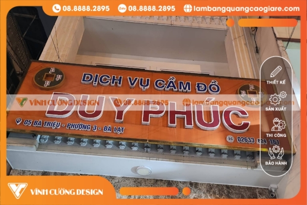 Thi công mặt dựng bảng hiệu hộp đèn tại Đà Lạt