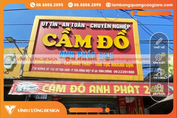 thiết kế bảng hiệu cầm đồ khung viền nổi bật