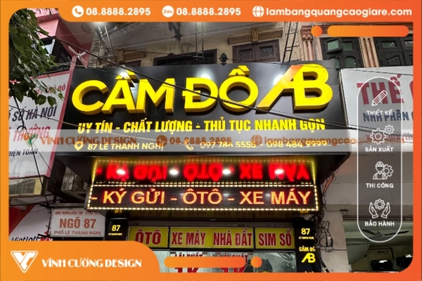 thiết kế bảng hiệu cầm đồ led ma trận chất lượng, bắt mắt