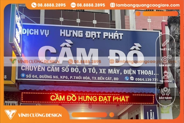 Thiết kế bảng hiệu cầm đồ led ma trận chất lượng, thu hút