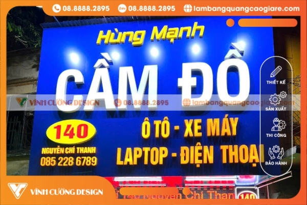 thiết kế bảng hiệu cầm đồ màu nổi, bắt mắt