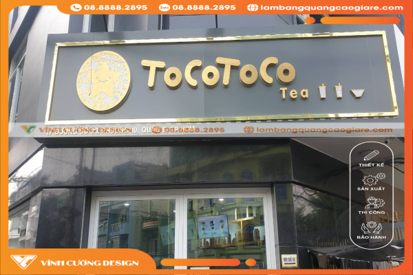 Bảng hiệu trà sữa đẹp, dễ thương, giá rẻ, uy tín tại TPHCM 9 thiết kế bảng hiệu trà sữa chữ inox mạ vàng sang trọng