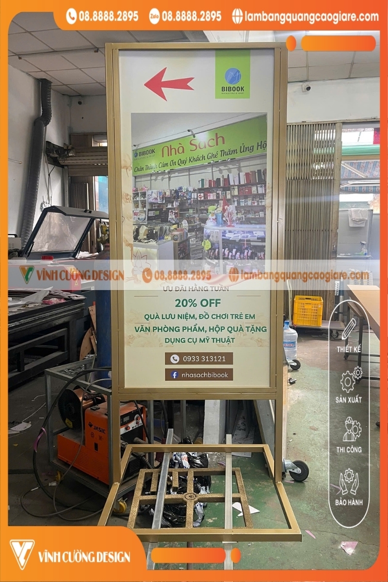 Vĩnh Cường thi công standee khung sắt TPHCM giá rẻ